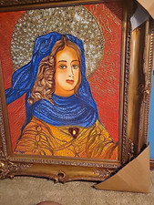 William Verdult Original Oil Painting  Antique Religious Mary – Gemstone Accents picture