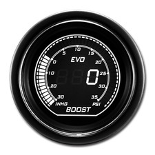 EVO 52mm Digital Turbo Boost/Vacuum Gauge -30~0 inHg/0~35 PSI White & Green LCD picture