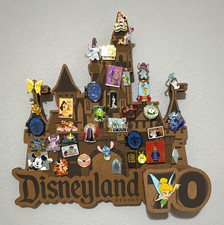 Disneyland 70th Anniversary Pin Collector’s Board + Lot of 38 Disney Pins picture