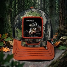 Goorin Bros The Farm Mamba Snake Trucker Hat Camo Orange Snapback NWT picture