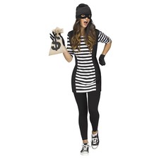 Adult Women's Burglar Babe Halloween Costume Dress Cape Gloves Eye Mask S/M picture