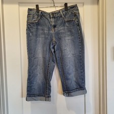 Y2K Earl Jean Medium Wash Cuffed Denim Capri Pants, 6 picture
