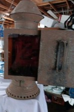 Antique dk room  Lantern with three colored glass panels Antique, Rare, Cabin  picture