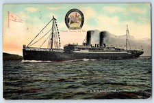 Newmilns Ayshire Scotland Postcard S.S. Caledonia (Anchor Line) Good Luck 1911 picture