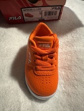 New Fila Impress LL Low Orange and White Size 5 Sneakers Infant/Toddler Shoes picture