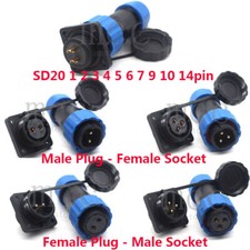 SD20 1-14pin Bulkhead Aviation Waterproof IP68 Plug Socket Power Cord Connector picture