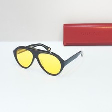 Gucci GG0479S Black Frame Yellow Lens Aviator Sunglasses New w/ Case picture