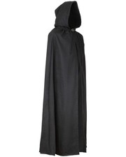 Aaron Wool Hooded Cloak Black Medieval LARP Renaissance Cape One Size New picture
