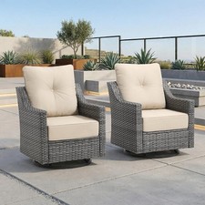 2PCS Patio Swivel Rocker Chair Set Rattan Patio Chairs Gliding Bistro Furniture picture