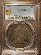1843 Seated Liberty Silver Dollar PCGS XF45 picture