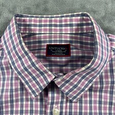 UNTUCKit Dolcetto WF Slim Fit Shirt Large Pink Blue Plaid Wrinkle Free 01065 picture