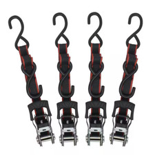 NEW Heavy Duty 1 in. x 12 ft. Ratchet Tie Down Straps with S-Hooks (4-PACK) picture
