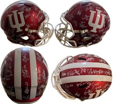 2025 2026 INDIANA HOOSIERS IU TEAM SIGNED FOOTBALL HELMET MENDOZA  CHAMPS #1 picture