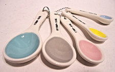 Rae Dunn Colorful White Ceramic Measuring Spoons 5 pc. Set NIB- Special Buy picture