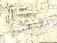 Fallingwater Architectural Drawing by Frank Lloyd Wright  Iconic American Design picture