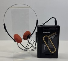Vintage Sharp JC-130(BK) AM/FM Stereo Cassette Player With OEM headphones Tested picture