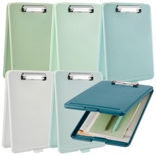 Geyoga 6 Pcs Sage Green Plastic Clipboard with Storage Bulk 13.8 x 9.4'' Clip... picture