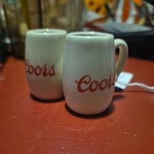 2 Vintage COORS Pottery Souvenir Porcelain/ceramic Beer Mini Mugs 1.5