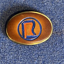 Vintage Roadway Metal and Leather Belt Buckle picture