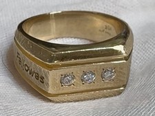 Vintage 10K Yellow Gold Ring with (3) Diamonds Size 9 Gem East Corp.  picture