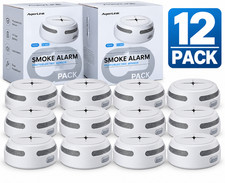 Smoke Detector Fire Alarm 12 Pack Photoelectric Sensor 10Year Battery Loud Alert picture