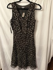 NWT Women’s Silk Dress Ann Taylor Sheath Brown Tan Print Sleeveless 6  picture