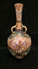 Pristine Rare 12.5” Antique Japanese Nippon 3-Handled Vase Hand Painted picture