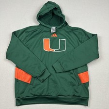 Miami Hurricanes Hoodie Men Large Green Adidas NCAA Football Pullover Sweatshirt picture