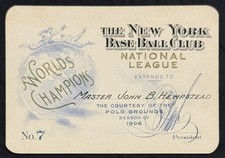Antique 1906 New York Giants Baseball Club Polo Grounds Season Pass John T Brush picture