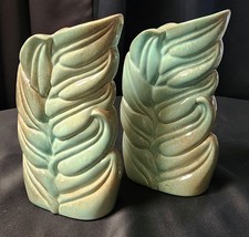 Vintage Ceramic Leaf Vases Mid Century Modern Gonder Pottery 1978 (Set of 2) picture