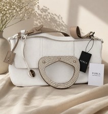 Authentic Furla Rare Cream & Taupe Leather Hobo Bag – Snake Handle +Extra Strap  picture