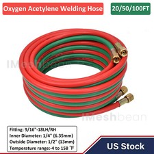25/50/100 FT Oxygen Acetylene Hose 1/4 Inch Twin Welding Hose Cutting Torch Hose picture