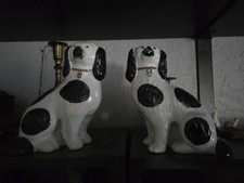 Vintage Staffordshire-trpe dog pair Black White *Cute* picture