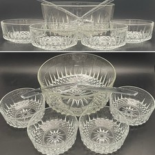 Arcoroc Diamant aka Starburst Tempered Glass 7pc Salad Bowl Set Made in France picture