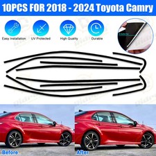 Chrome Delete Blackout Overlay Window Trim for 2018-24 Toyota Camry Glossy Black picture