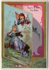 Fall River MA DRY GOODS or Millinery Store C. E. Hoar 1880s VICTORIAN Trade Card picture