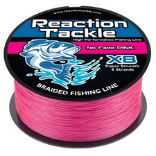 Reaction Tackle X8 Braided Fishing Line No Fade Pink 8 Strand High Performance picture