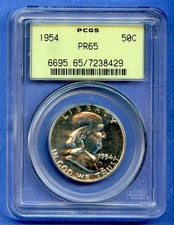 1954 P PCGS PR65 Franklin Half Dollar 50c US Silver Proof 1954-P PF-65 OGH picture