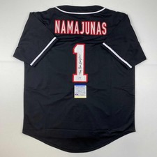 Autographed/Signed Thug Rose Namajunas UFC MMA Black Jersey Shirt PSA COA picture