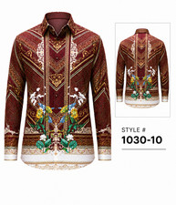 Men’s Printed Button Down Luxury Floral Baroque Long Sleeve Casual Fashion Shirt picture