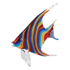 Murano Style Art Glass Animal Figurines - Rainbow Tropical Fish, 9.75x8.5 Inches picture