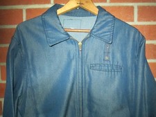 TALON ZIPPER Vtg 70s 80s Denim Work Wear Utility Garage Shirt jacket gas station picture