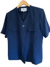 Vintage Hugo Valentino Navy Blue Blazer Jacket SS 100% Summer Wool Italy L picture