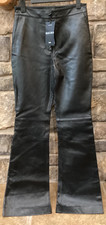 Mango MNG Selection 100% Leather Black Pants Women’s Size 2 Flare Premium NWT picture