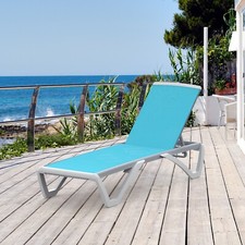 Domi Outdoor Chaise Lounge Aluminum Adjustable Lounge Chair, 1 Lake Blue Chair picture