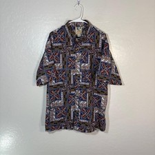 Kahala John Severson Hawaiian Shirt Mens XL Blue Fish Print Aloha Made in Hawaii picture