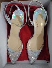 Christian Louboutin Spikaqueen Silver Heels with crystals Size 38.5 NIB picture