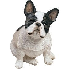 Sandicast Original Size Brindle French Bulldog Sculpture, Sitting picture