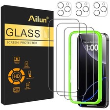 Ailun Screen Protector + Camera Lens Protector for iPhone 16 Pro, 3+3 Pack picture