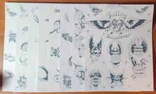 1987 Tatts Tommy Vintage Biker Style Tattoo Flash 8 Sheet Set Skulls Eagle Ect picture
